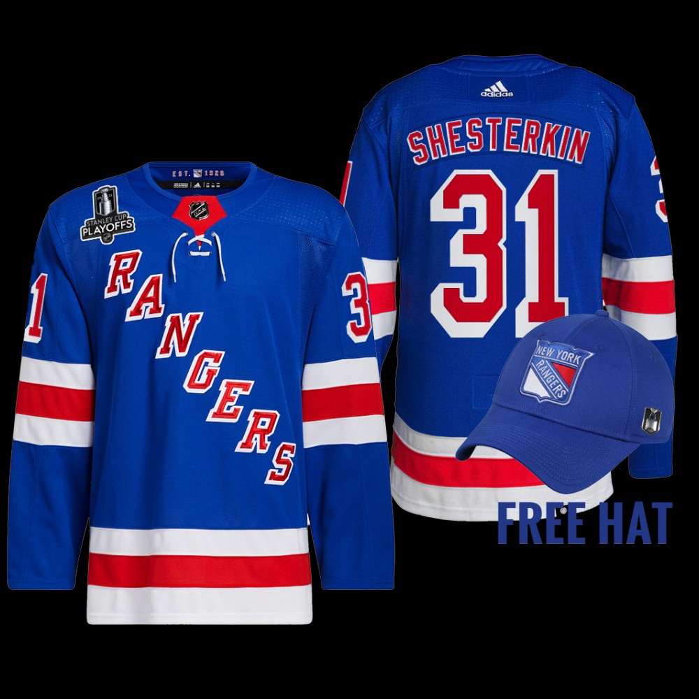 Igor Shesterkin New York Rangers 2022 Metropolitan Division Champions Jersey Royal #31 Uniform