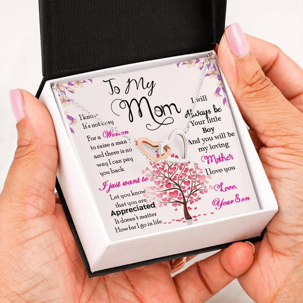 I’ll Always Be Your Little Boy Interlocking Hearts Necklace For Mom