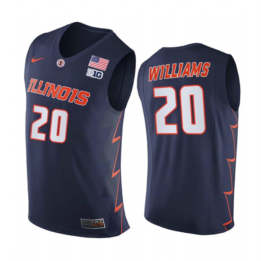 Illinois Fighting Illini 2021 Big10 Regular Season Champions Da'Monte Williams #20 Jersey March Madness Navy