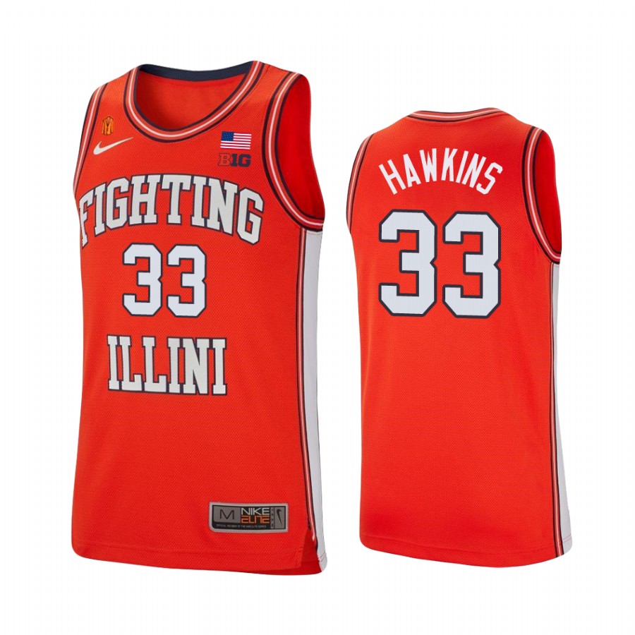 Illinois Fighting Illini Coleman Hawkins Jersey College Orange Retro