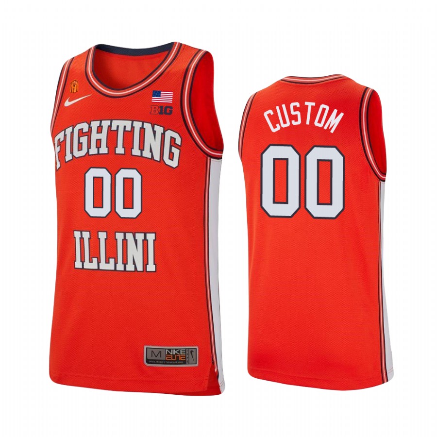 Illinois Fighting Illini Custom Jersey College Orange Retro