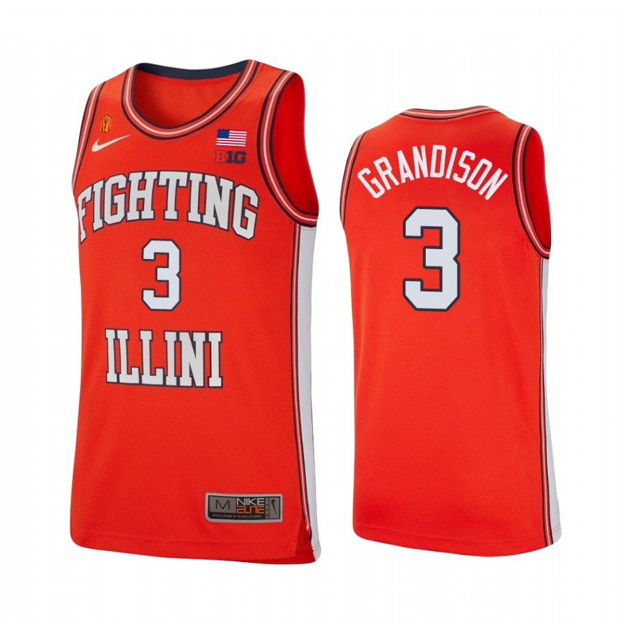 Illinois Fighting Illini Jacob Grandison Jersey College Orange Retro
