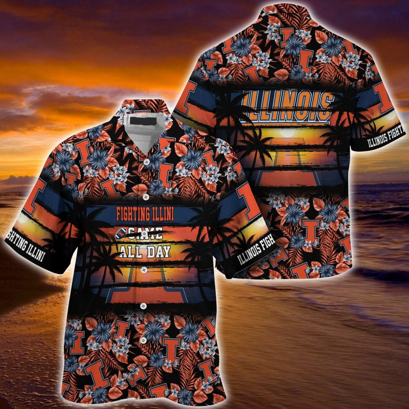 Illinois Fighting Illini NCAA Summer – Hawaii Shirt For This Season – Gift For Sport Lovers Floral Pattern