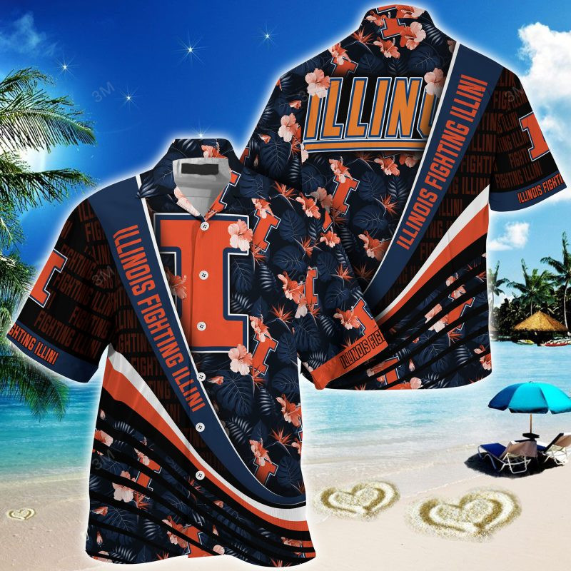 Illinois Fighting Illini NCAA Summer – Hawaii Shirt For This Season – Gift For Sport Lovers With Tropical Flower Pattern