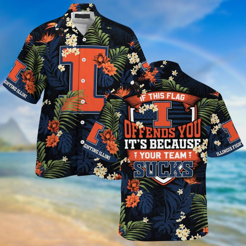 Illinois Fighting Illini NCAA Summer – Hawaii Shirt For This Season – Gift For Sport Lovers With Tropical Patterns