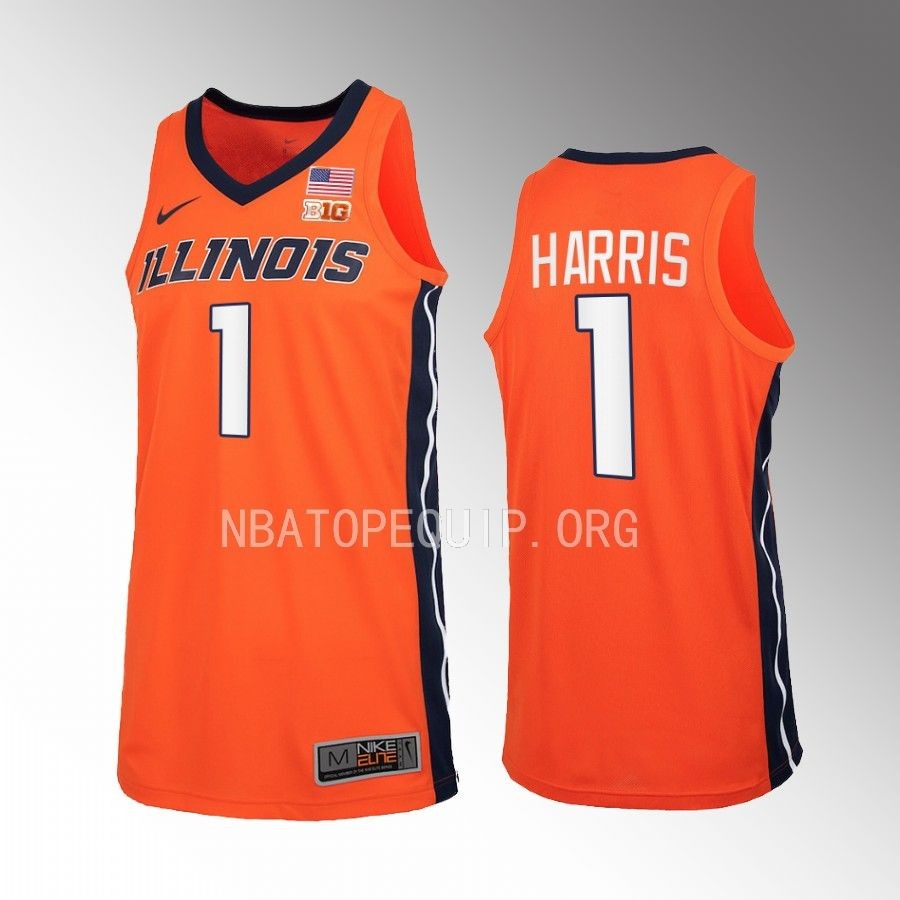 Illinois Fighting Illini Sencire Harris Jersey 2022-23 Orange Uniform