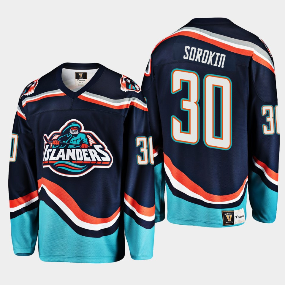 Ilya Sorokin 30 New York Islanders Navy Reverse Retro 2.0 Stitched Jersey 2022-23