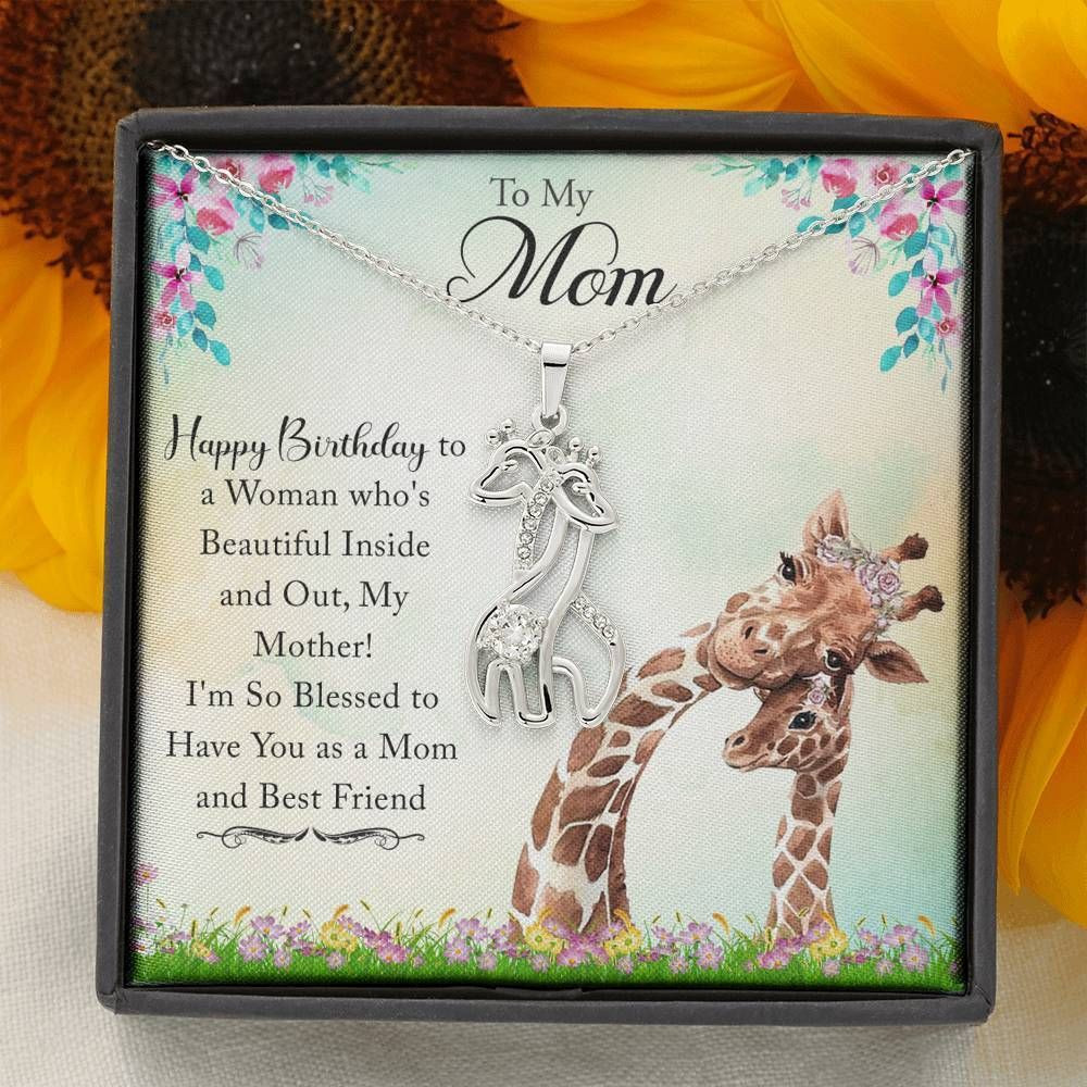 I’m So Blessed To Have You As A Mom And Best Friend Giraffe Couple Necklace Gift For Mom