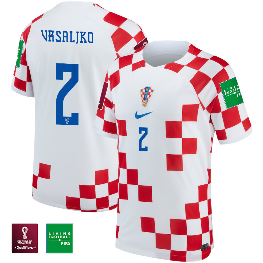 ?ime Vrsaljko 2 Croatia National Team FIFA World Cup Qatar 2022 – Home Youth Jersey With Patch
