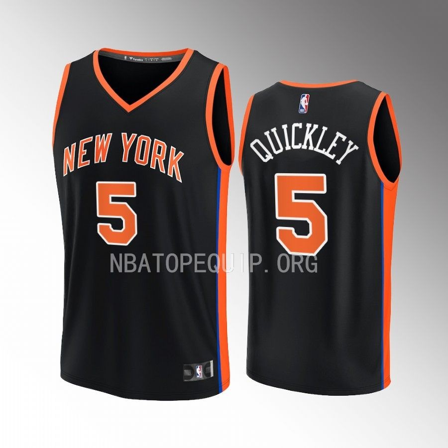 Immanuel Quickley Knicks #5 Black Jersey Fast Break Fastbreak 2022-23 City Edition