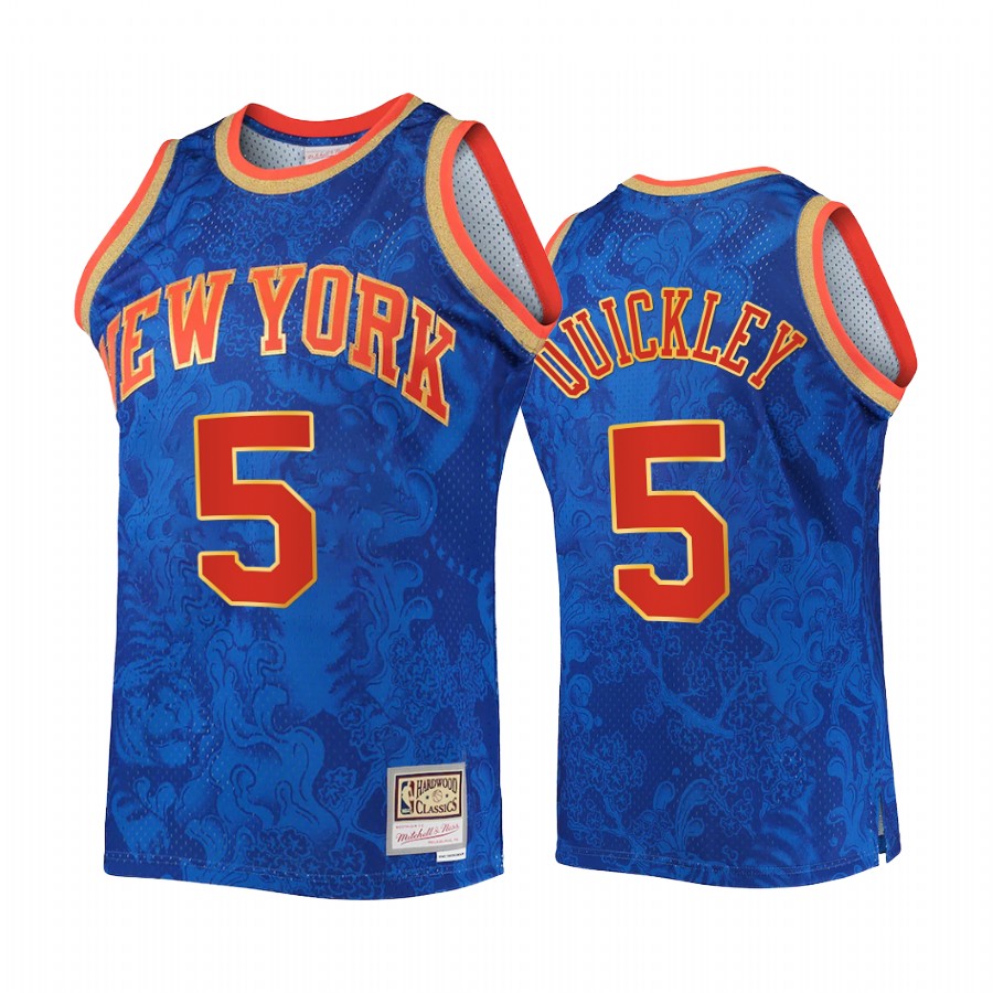 Immanuel Quickley Lunar New Year 2022 New York Knicks Royal Jersey Throwback