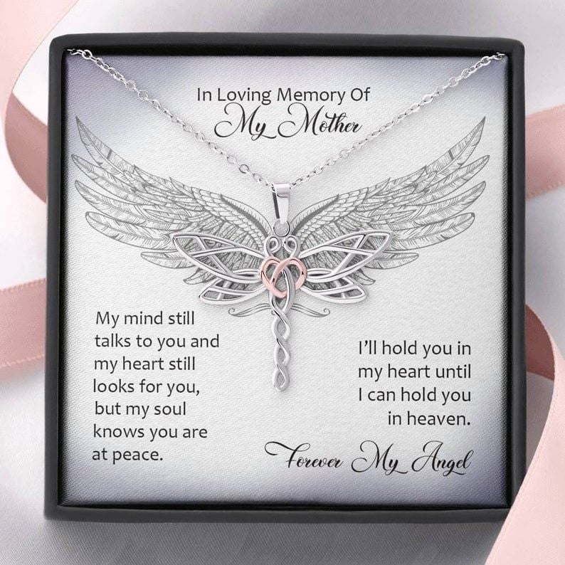 In Loving Memory Of My Mother Dragonfly Necklace – Condolence Gift Loss Of A Mother – Sympathy Gift Loss Of Mother – Bereavement Gift Mom