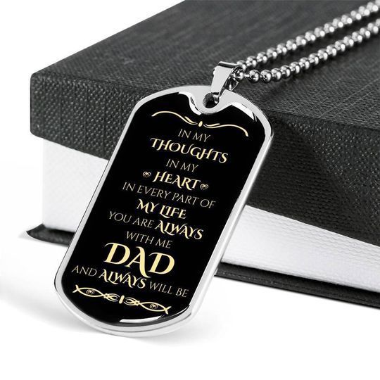 In My Heart You Are Always With Me Dog Tag Pendant Necklace Gift For Dad
