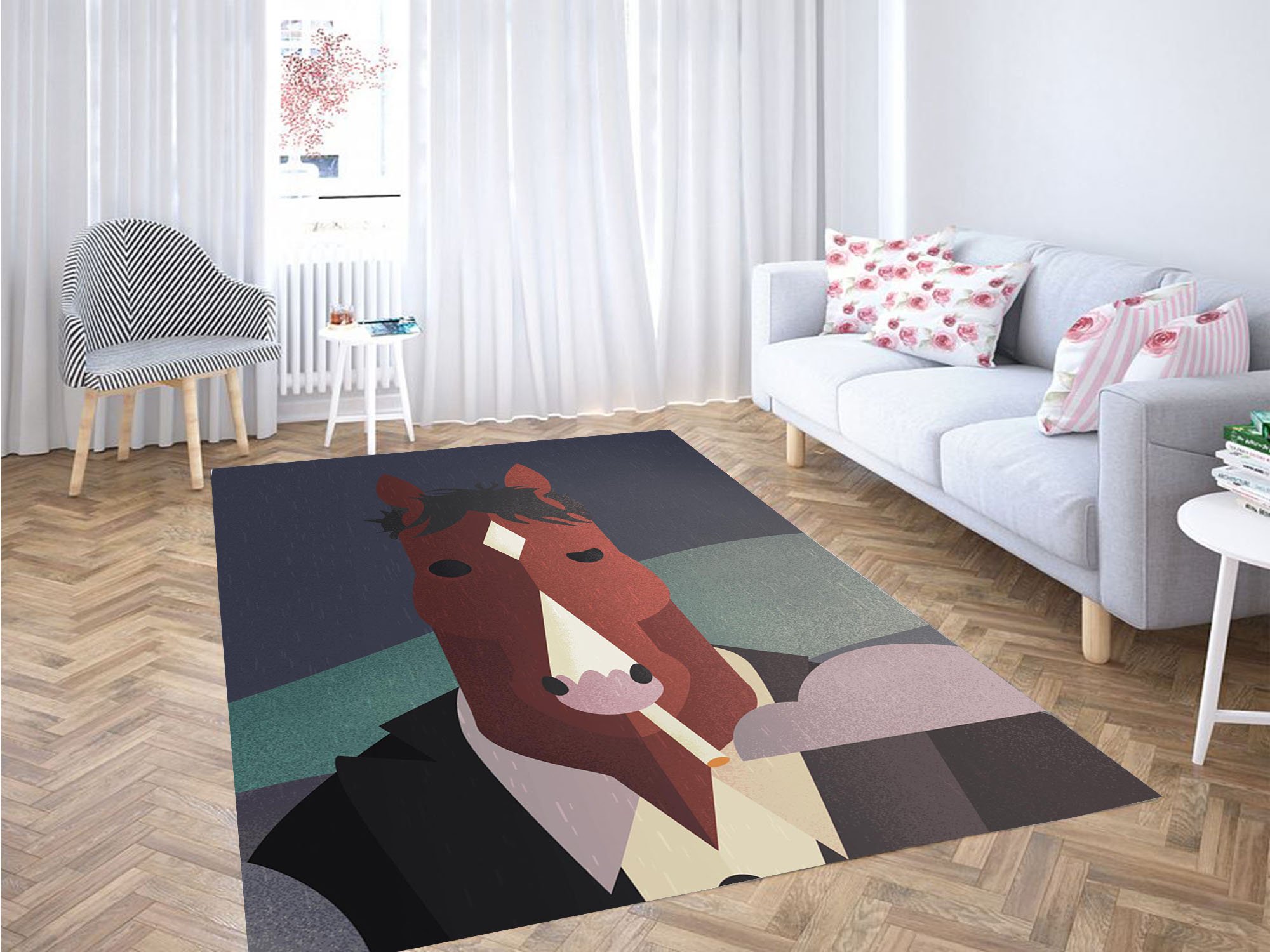 In The Rain Bojack Horseman Carpet Rectangle Rug