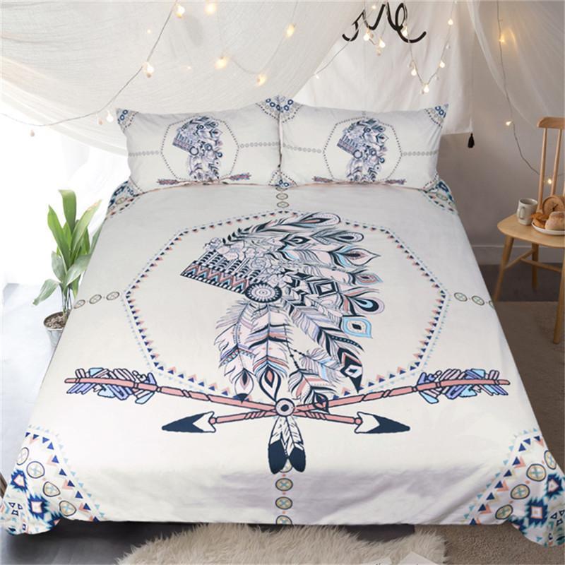 Indian Feathers 3D Customized Duvet Cover Bedding Set