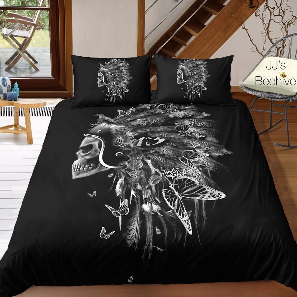 Indian Headdresskull 3D Customized Duvet Cover Bedding Set