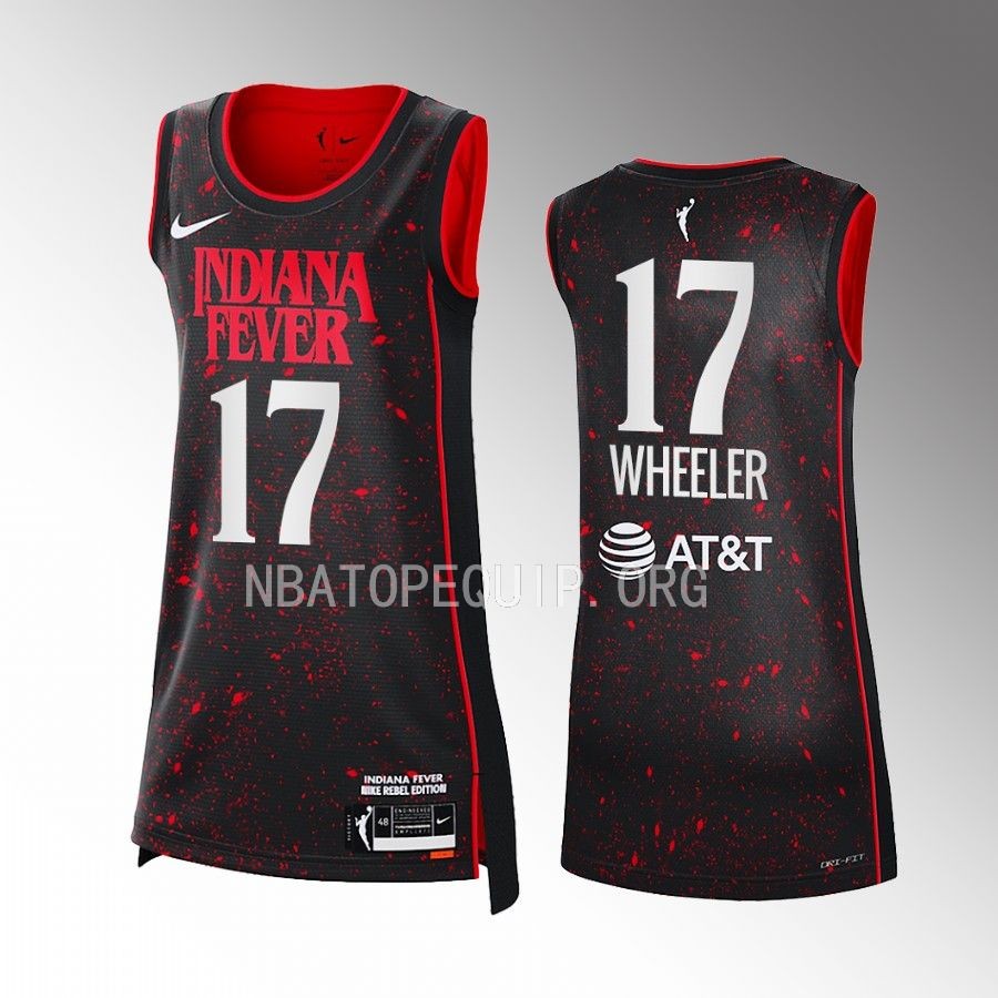 Indiana Fever Erica Wheeler Black #17 Rebel Edition Women Victory Jersey
