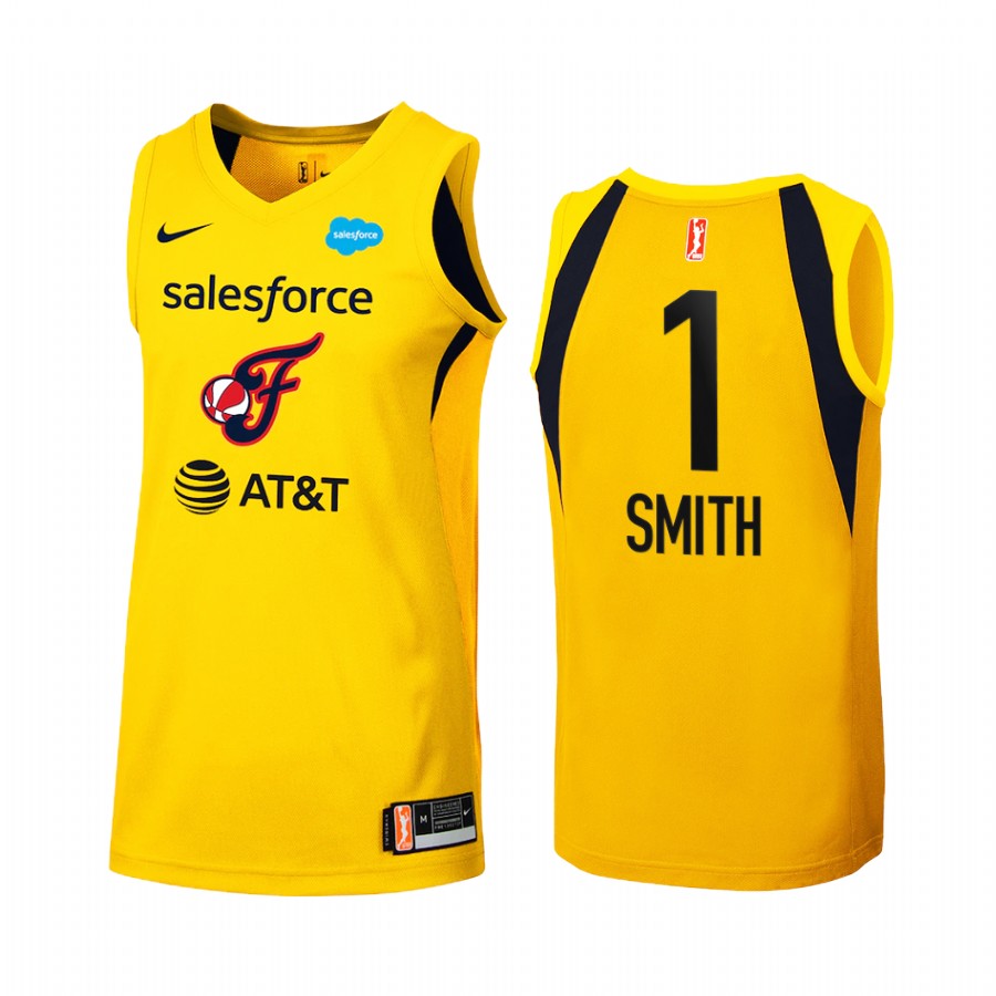 Indiana Fever NaLyssa Smith 2022 WNBA Draft Yellow #1 Women First round Jersey