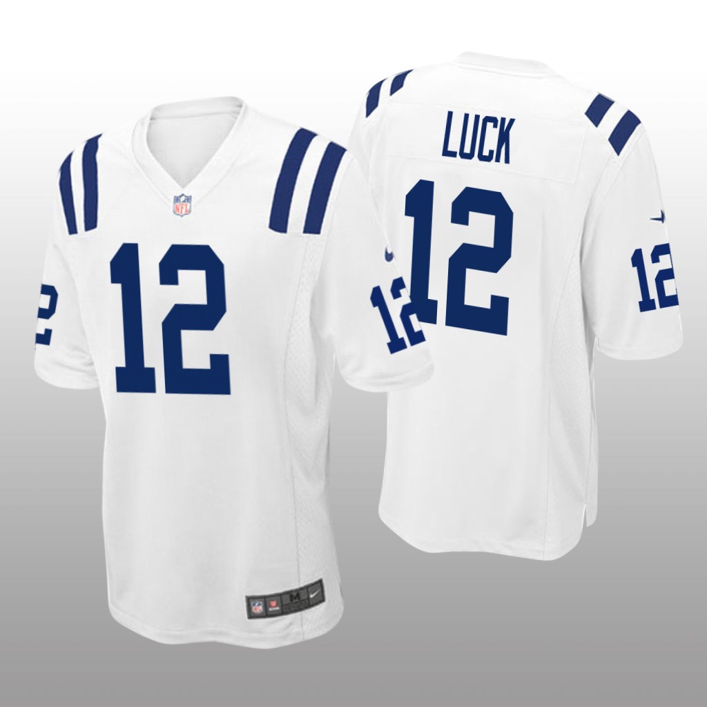 Indianapolis Colts #12 White Men's Andrew Luck Game Jersey