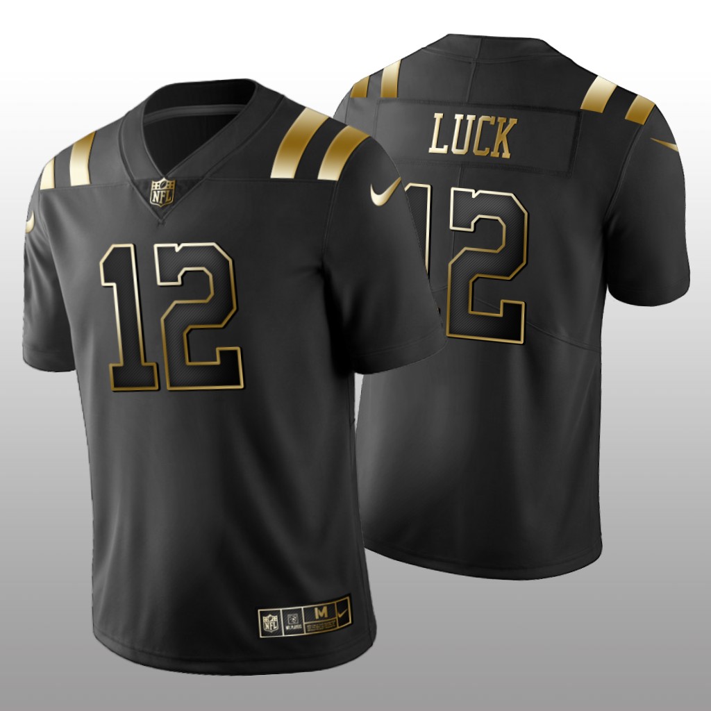 Indianapolis Colts Andrew Luck Black Jersey Golden Limited Men's