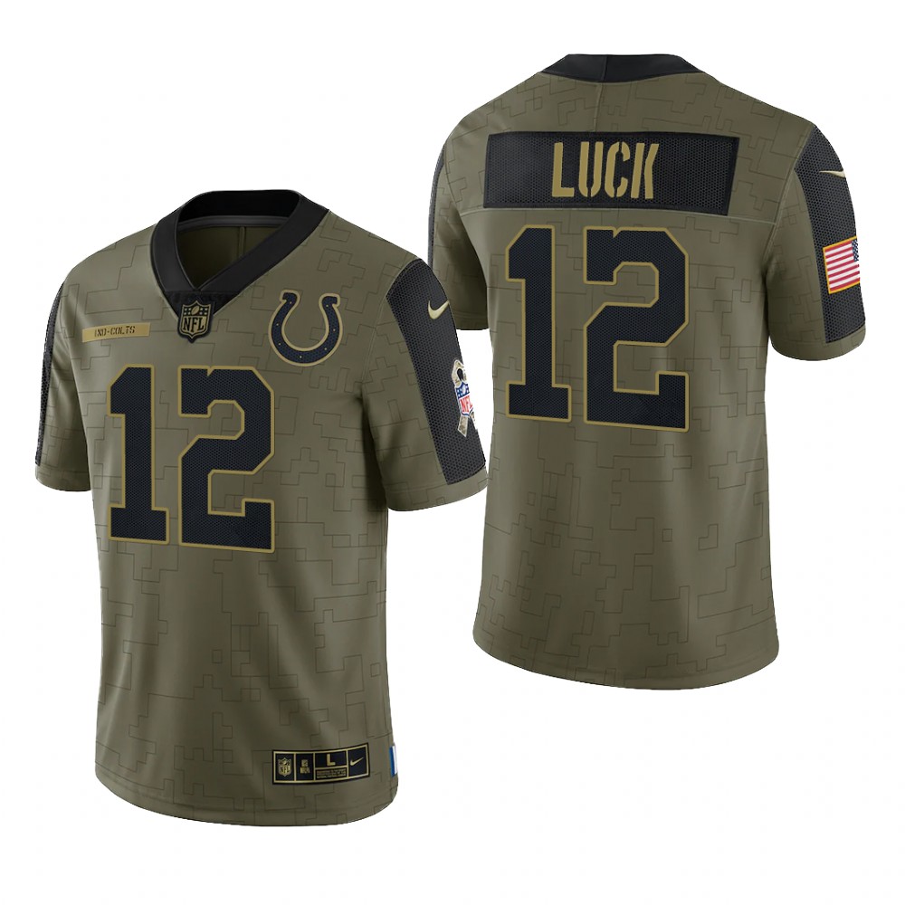 Indianapolis Colts Andrew Luck Olive Limited Jersey 2021 Salute To Service - Men's