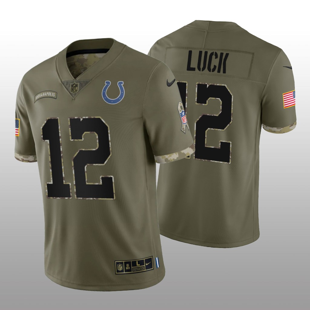 Indianapolis Colts Andrew Luck Olive Limited Jersey 2022 Salute To Service - Men's