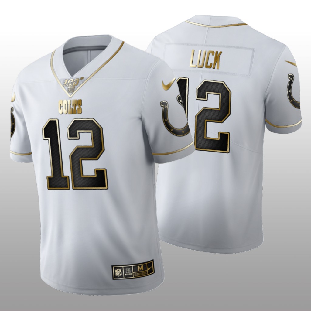 Indianapolis Colts Andrew Luck White Golden Edition Jersey 100th Season Men's