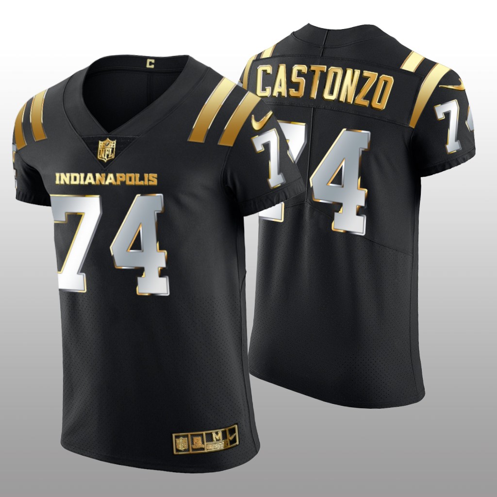 Indianapolis Colts Anthony Castonzo Black Elite Jersey Golden Edition Men's