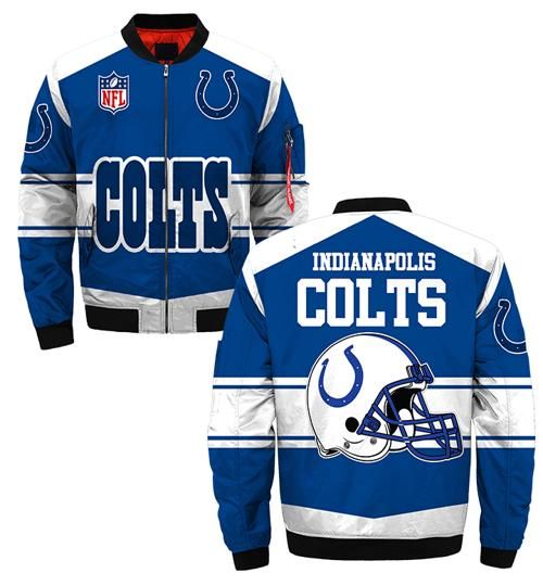 Indianapolis Colts Blue 3d Printed Unisex Bomber Jacket