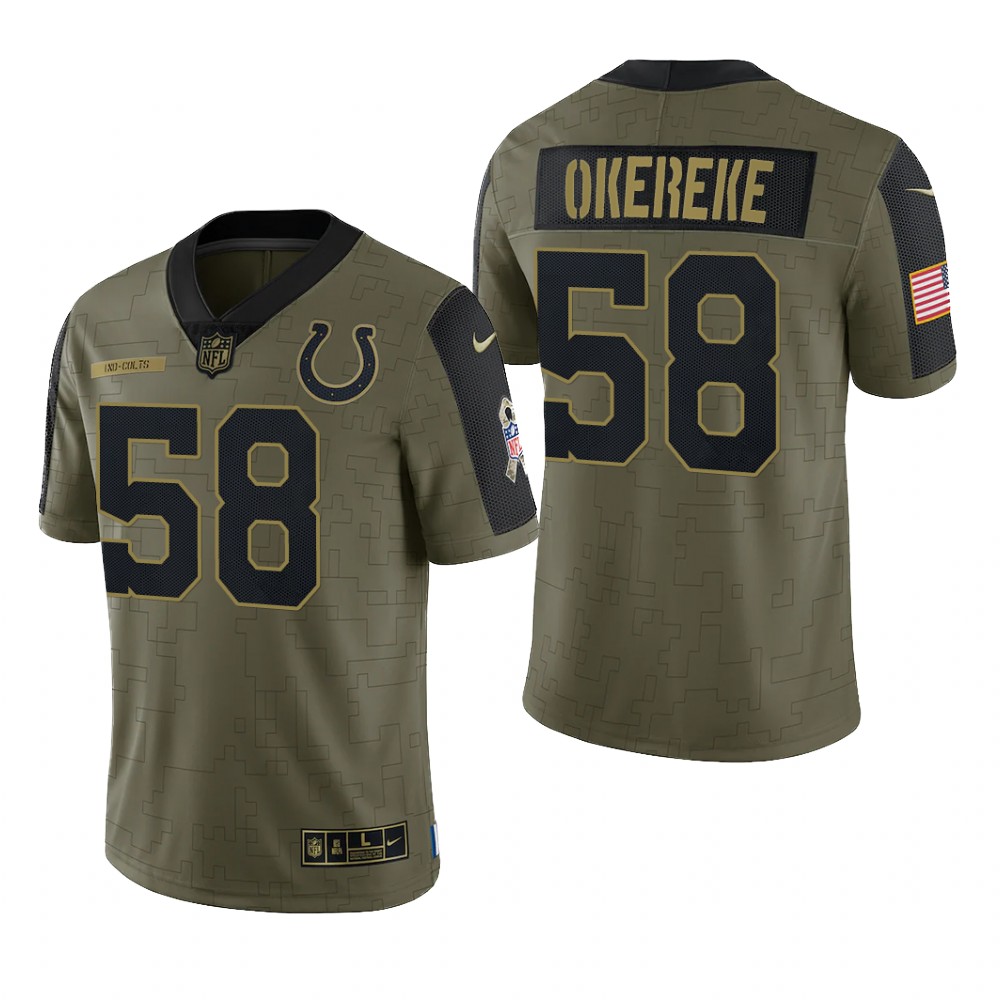 Indianapolis Colts Bobby Okereke Olive Limited Jersey 2021 Salute To Service - Men's
