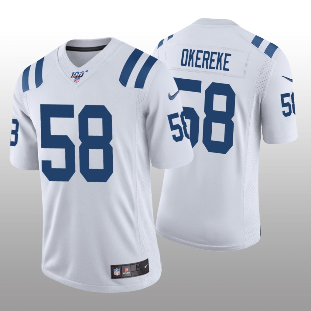 Indianapolis Colts Bobby Okereke White Vapor Limited Jersey 100th Season - Men's