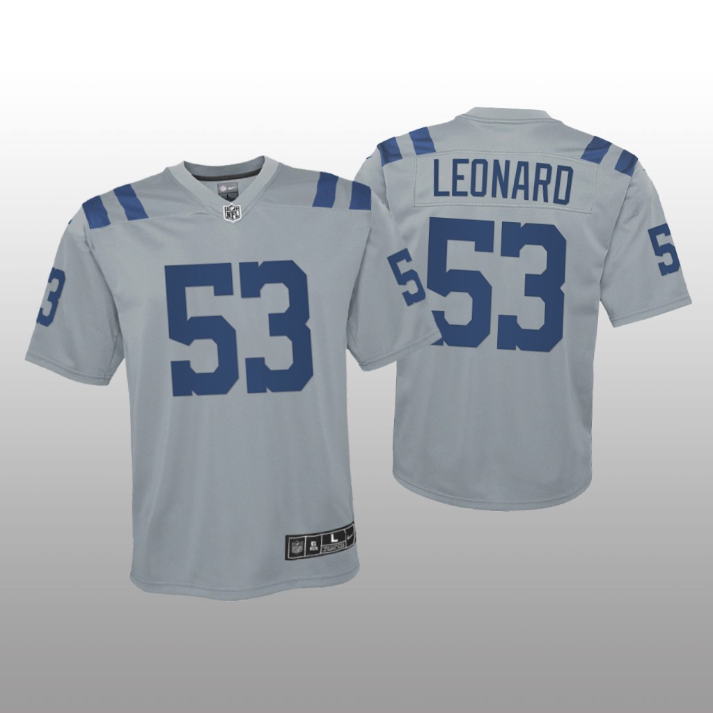 Indianapolis Colts Darius Leonard Gray Jersey Inverted Game - Youth