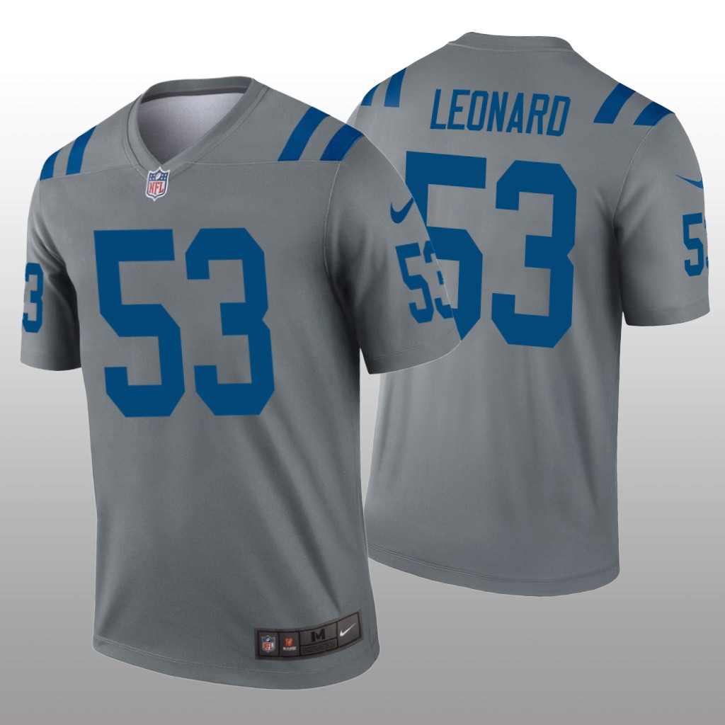 Indianapolis Colts Darius Leonard Gray Jersey Inverted Legend - Men's