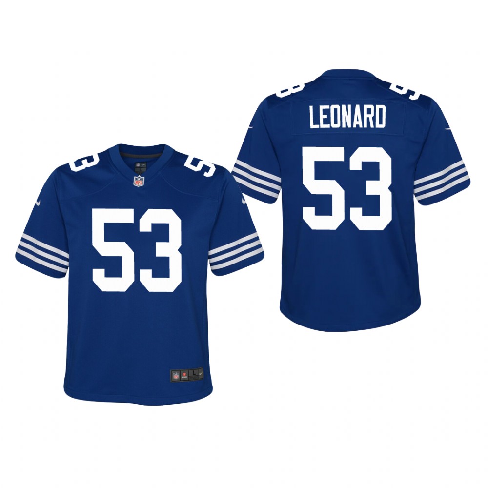 Indianapolis Colts Darius Leonard Royal Jersey Alternate Game - Youth