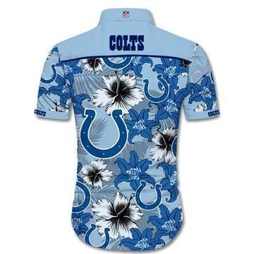 Indianapolis Colts Hawaiian Shirt Tropical Flower Slim Fit Body
