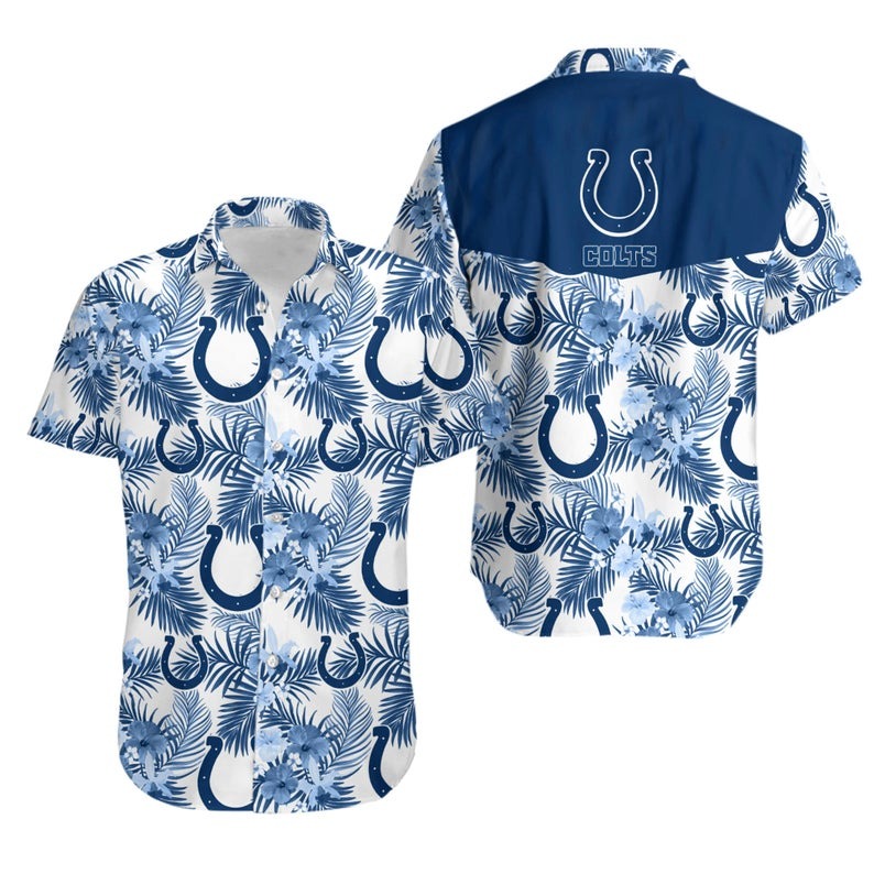 Indianapolis Colts Logo and Floral Hawaiian Shirt