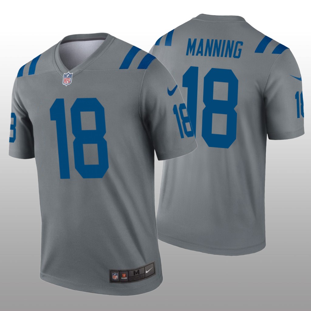 Indianapolis Colts Peyton Manning Gray Jersey Inverted Legend - Men's