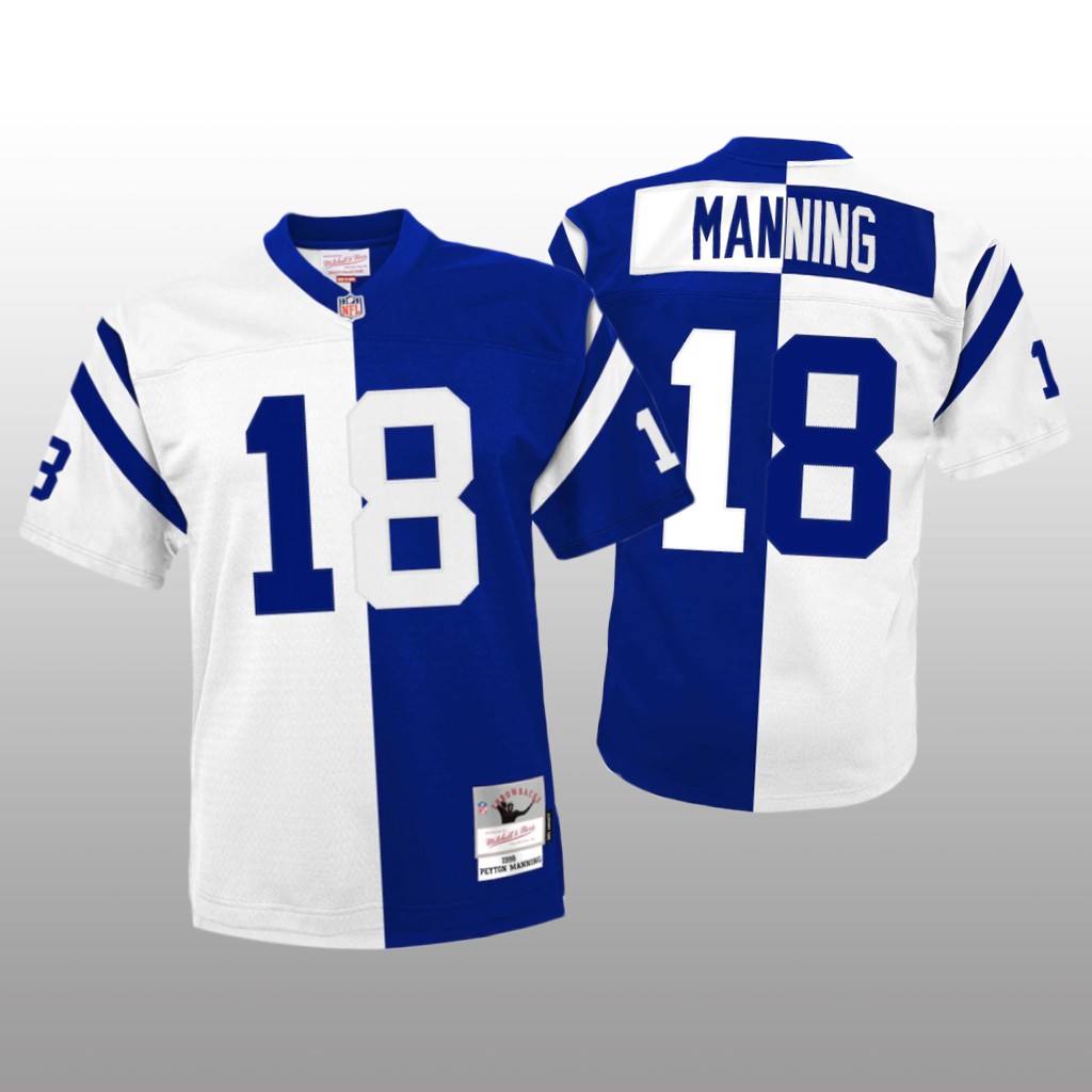 Indianapolis Colts Peyton Manning White Royal Jersey Split Legacy - Youth