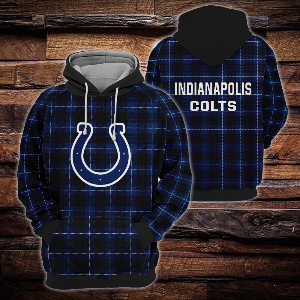 Indianapolis Colts Plaid Hoodie 3D Gift For Fans
