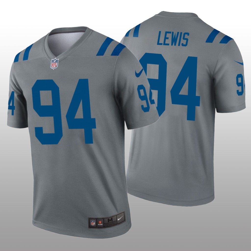 Indianapolis Colts Tyquan Lewis Gray Jersey Inverted Legend - Men's