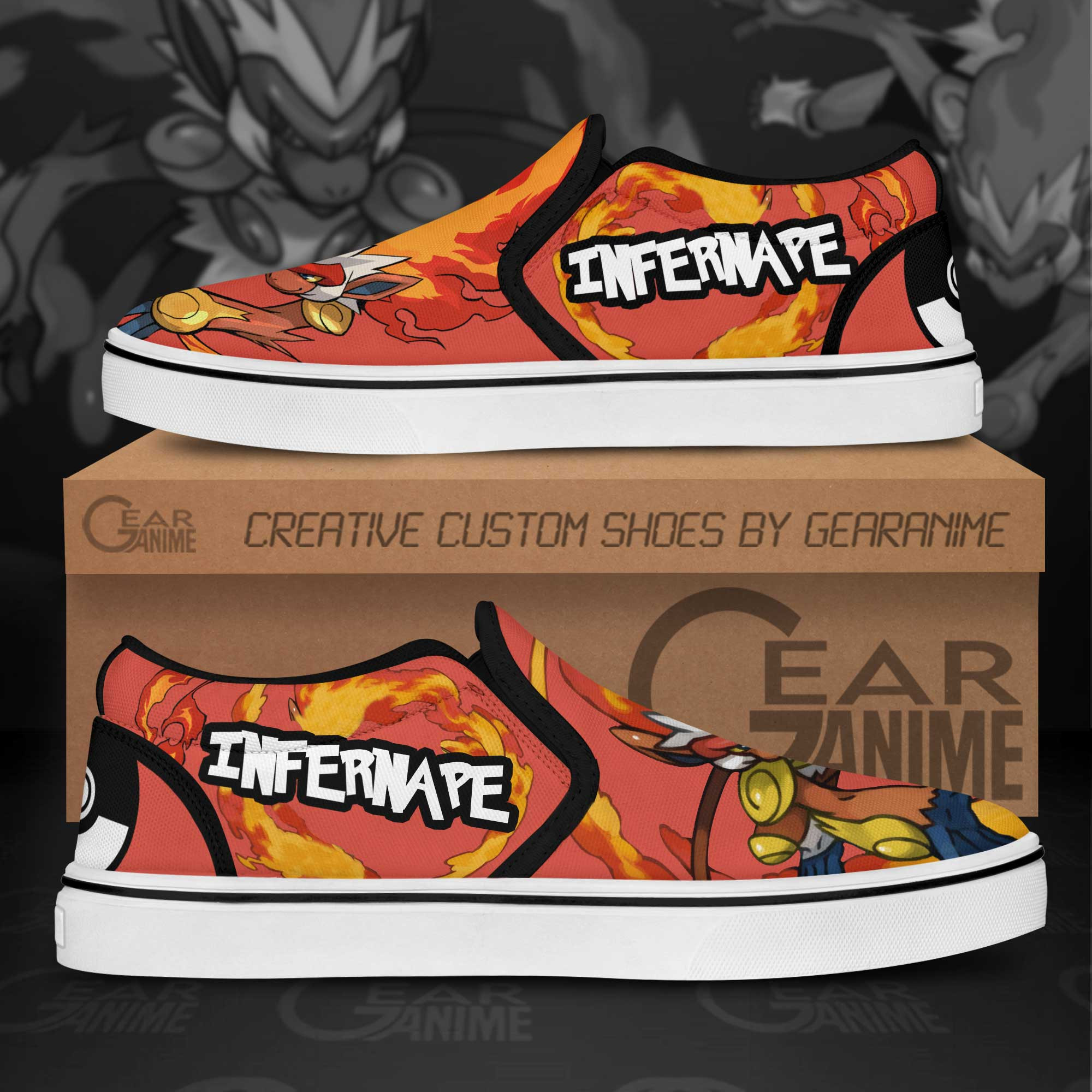 Infernape Slip-On Shoes Canvas Pokemon Custom Anime Shoes