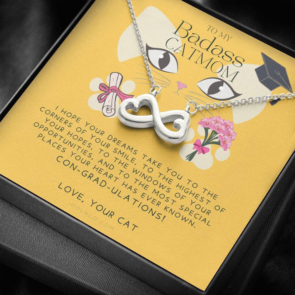 Infinity Heart Necklace Gift For Mom Badass Catmom I Hope Your Dreams Take You To The Corners Of Your Smile