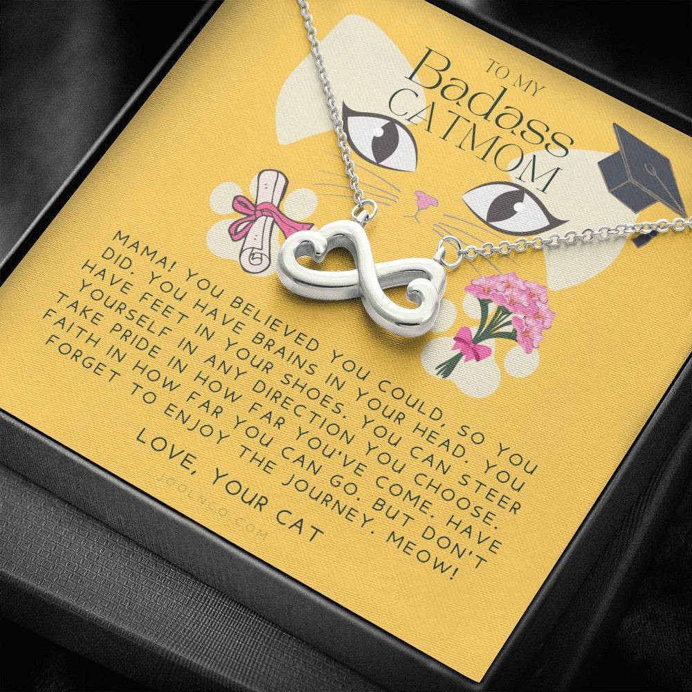Infinity Heart Necklace Gift For Mom Badass Catmom You Have Brains In Your Head
