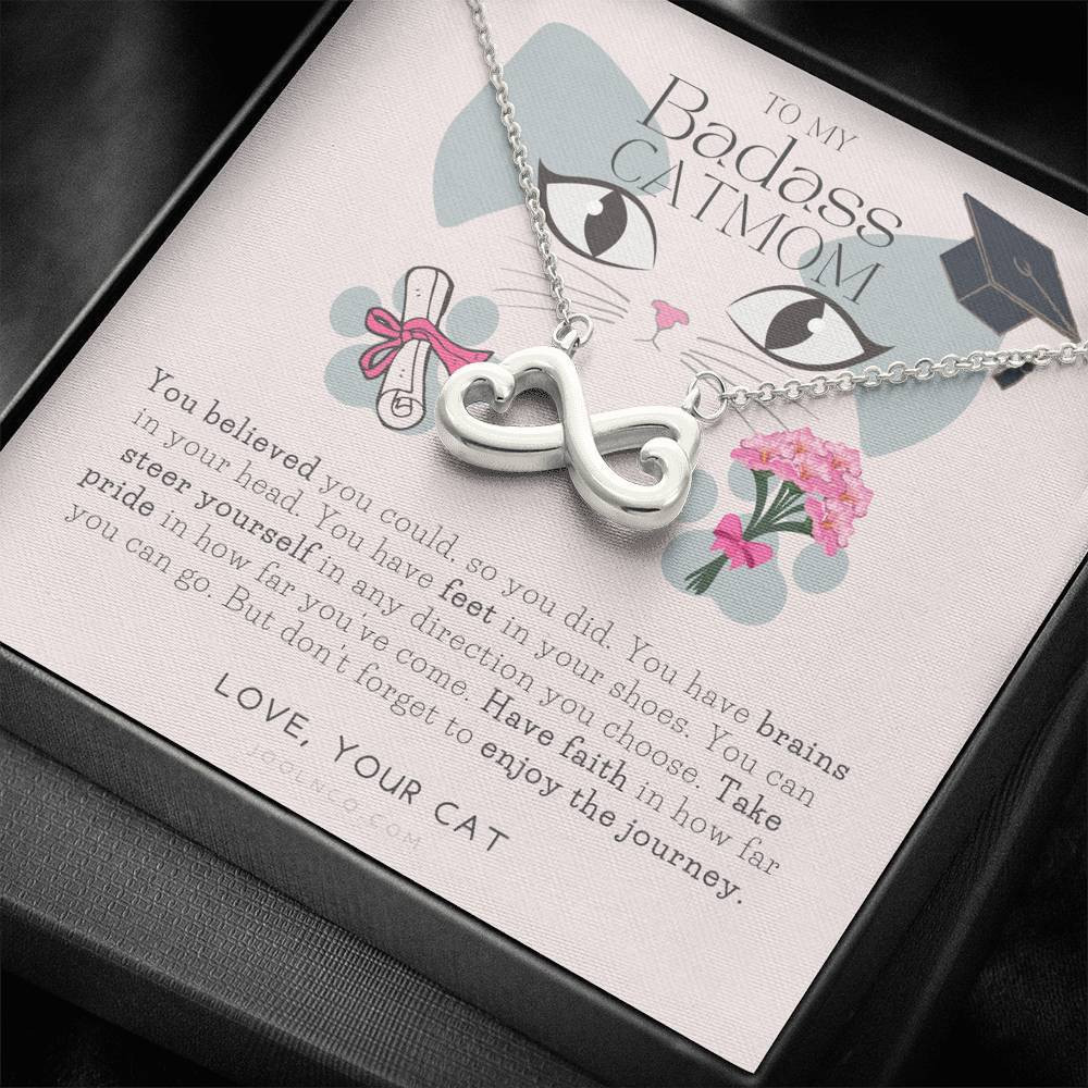 Infinity Heart Necklace Gift For Mom Badass Catmom You Have Feet In Your Shoes