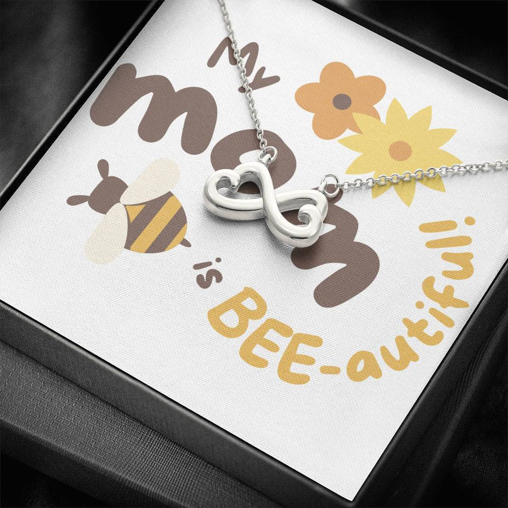 Infinity Heart Necklace Gift For Mom Beautiful Mom Lovely Bee Flowers Pattern