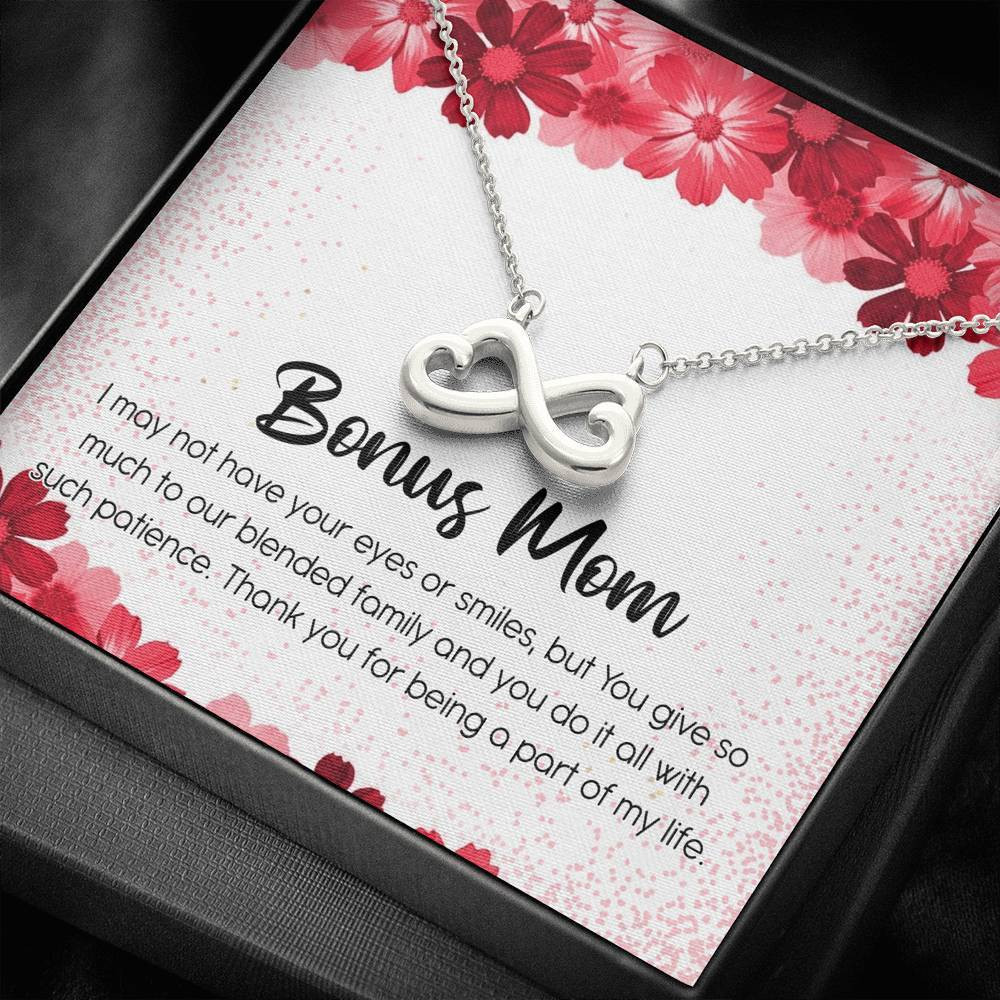 Infinity Heart Necklace Gift For Mom Bonus Mom I May Not Have Your Eyes Or Smiles