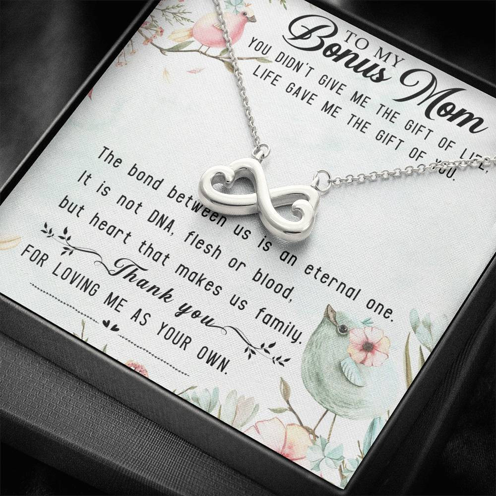 Infinity Heart Necklace Gift For Mom Bonus Mom The Bond Between Us Is An Eternal One