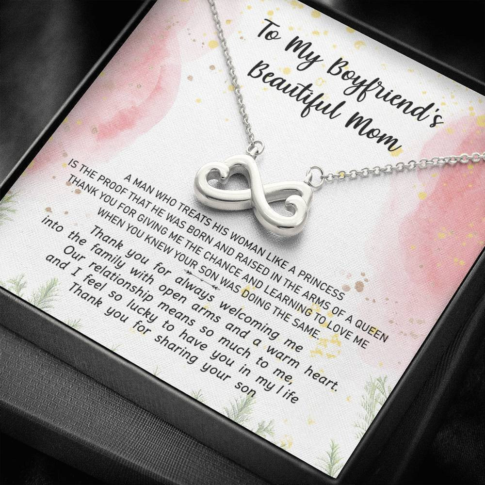 Infinity Heart Necklace Gift For Mom Boyfriend’s Mom Thanks For Always Welcoming Me