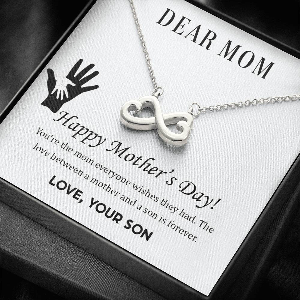 Infinity Heart Necklace Gift For Mom From Son Happy Mother’s Day