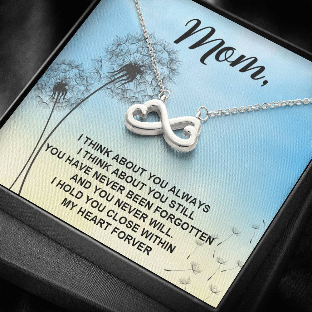 Infinity Heart Necklace Gift For Mom I Think About You Always